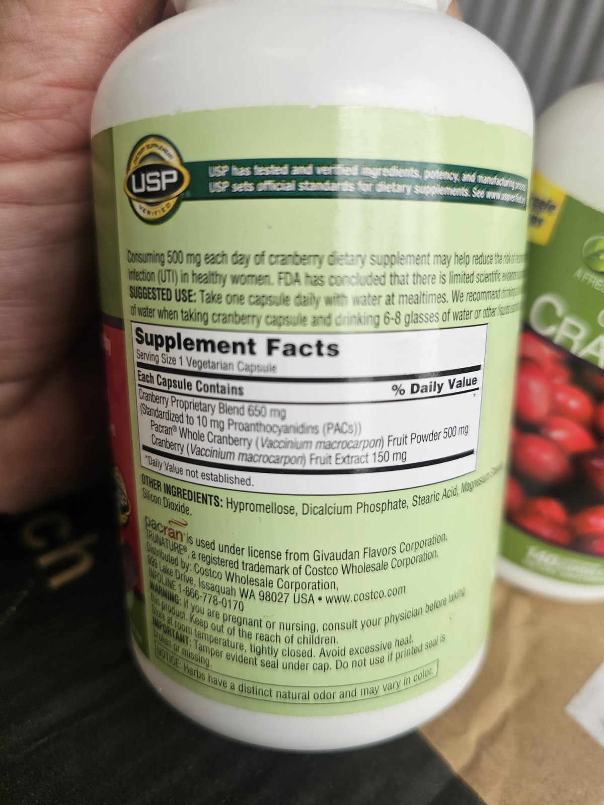4 PACK – Trunature CRANBERRY 650mg, 140 Vegetarian Capsules one per day 12/2026