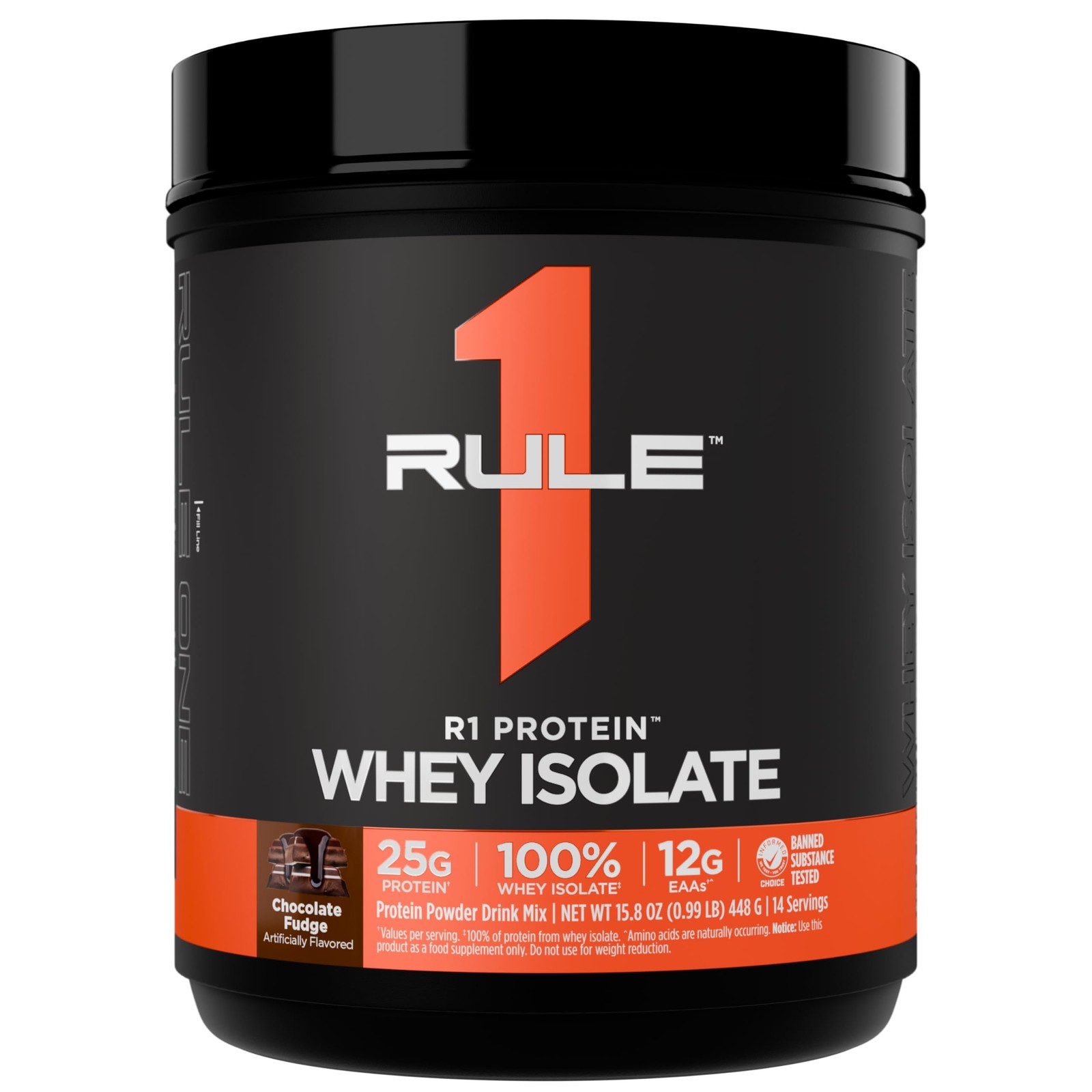 Rule 1 Proteins R1 Protein Whey Isolate, Chocolate Fudge, 1 Pound (Pack of 1)