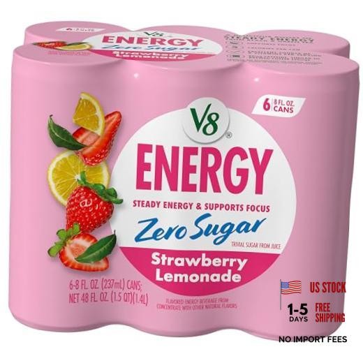 Energy 8 fl. oz. Can (6 Pack of 6 (8 Fl Oz) Zero Sugar Strawberry Lemonade