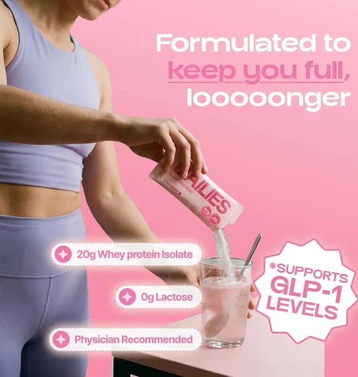 DAILIES Clear Whey Isolate Protein Powder Strawberry 20g Sugar Free NEW