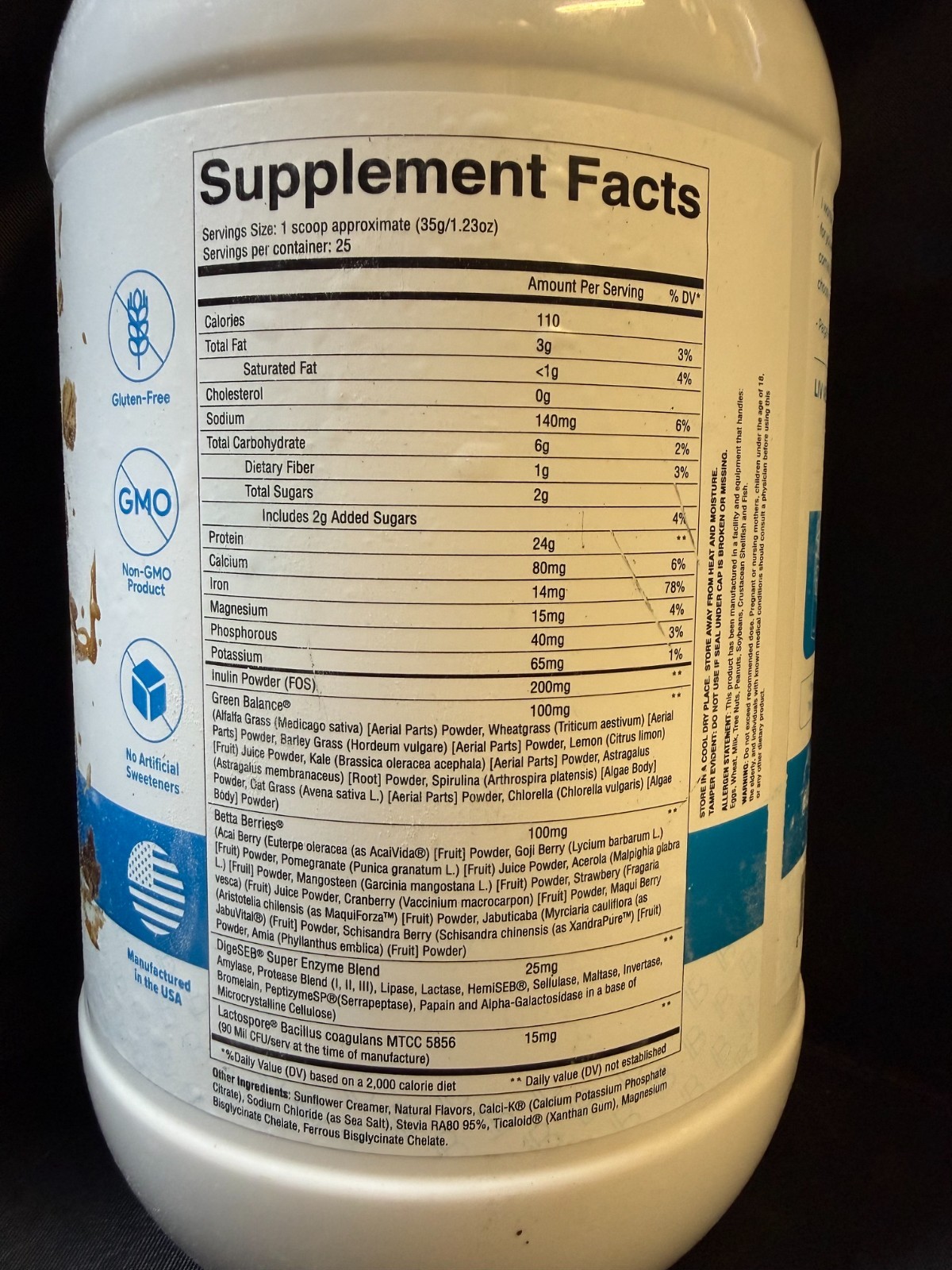 1.93lb Liv Body VEGAN Lean Protein Powder Oatmeal Cream Cookie Inulin Pea Protei