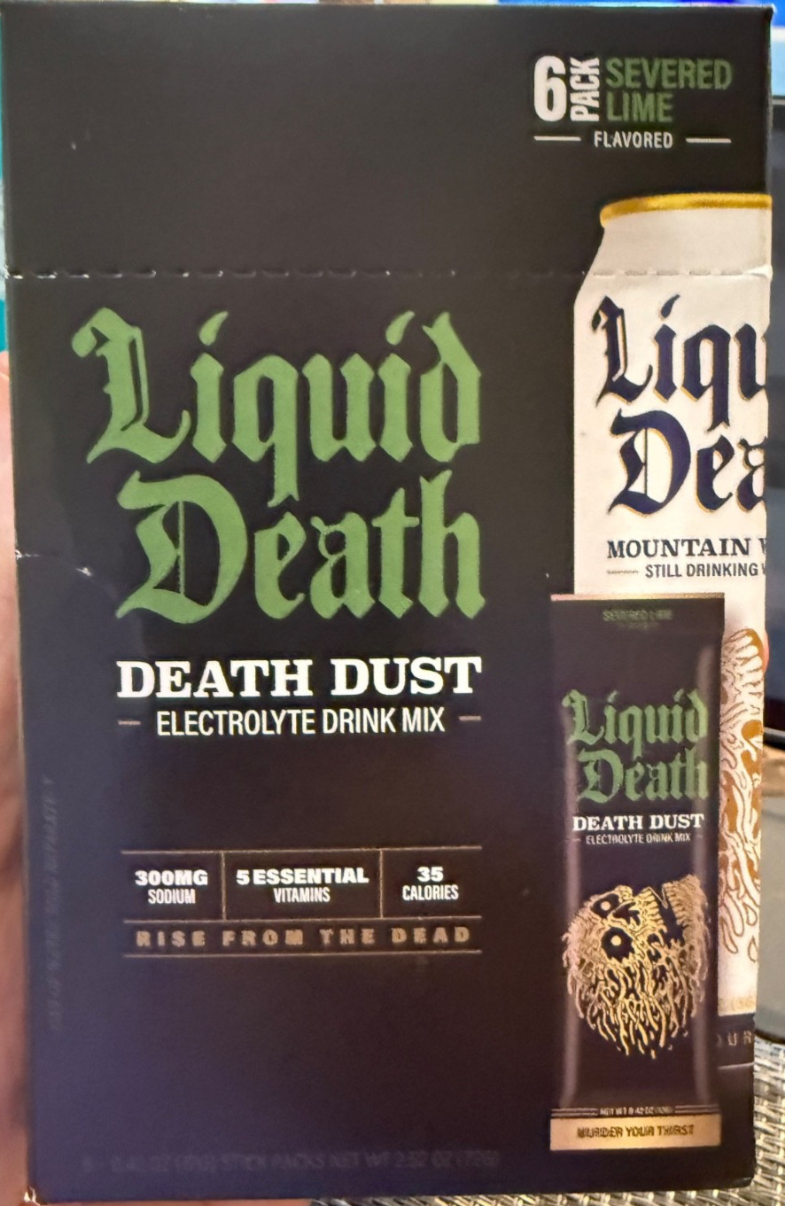 96 (6 x 16) Liquid Death Electrolyte Drink Mix Death Dust Severed Lime 06/25/26