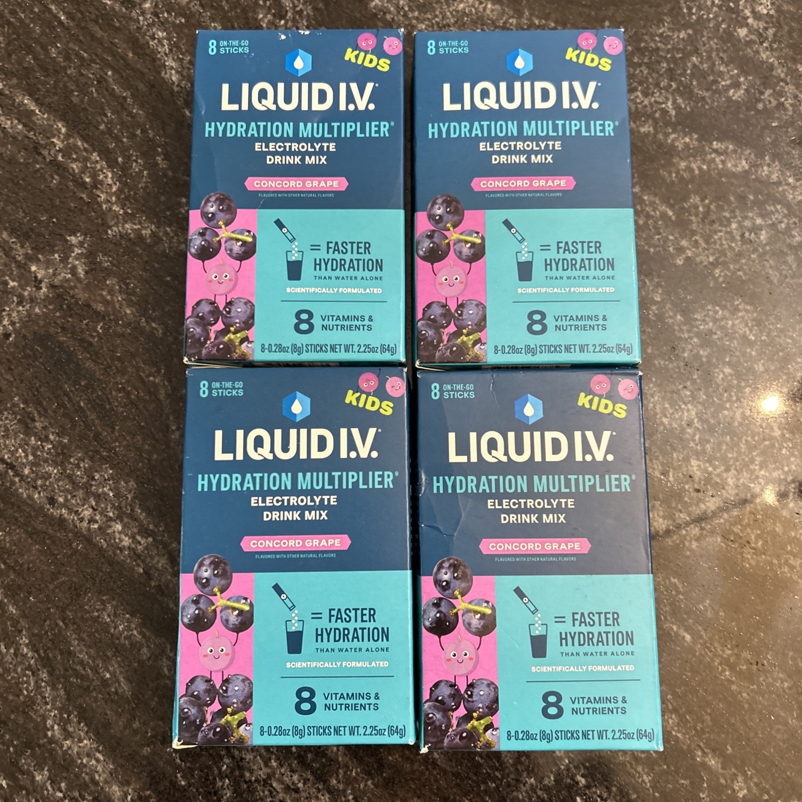 32 Sticks LIQUID IV Concord Grape Kids Hydration Mix 8 Ct 0.28oz exp 9/27/2026+