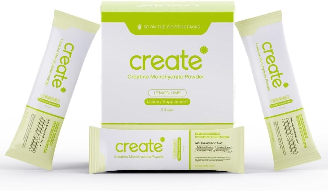 Create Creatine Monohydrate Powder Sticks-30 ct Variety Lemon Lime-Mix Berry etc