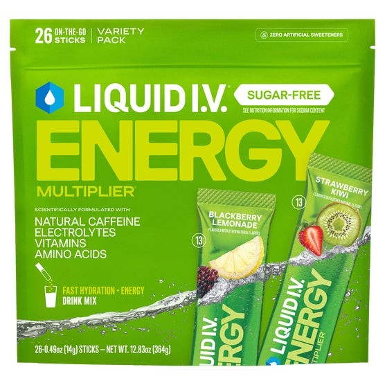 Liquid I.V. Energy Multiplier Sugar Free 26 Sticks Variety Pack EXP-08/27