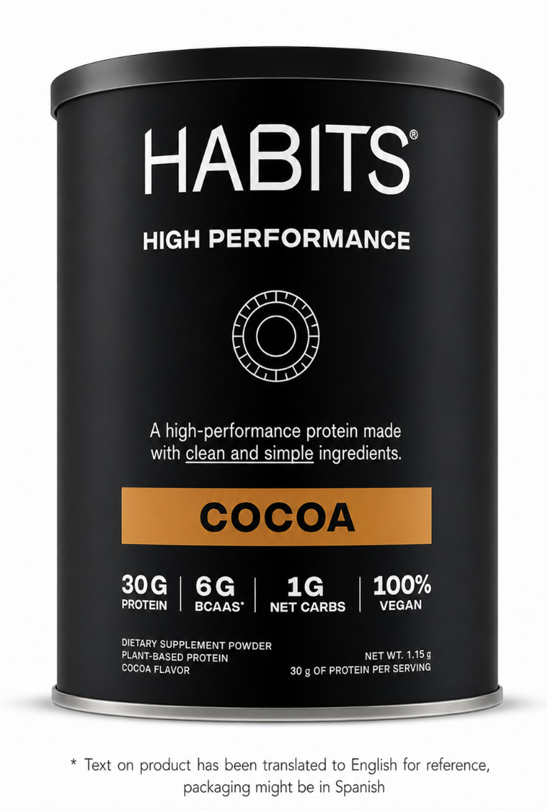 Habits Protein, Plant-Based Protein Powder, Cocoa Flavor, Gluten Free, 1.2 kg