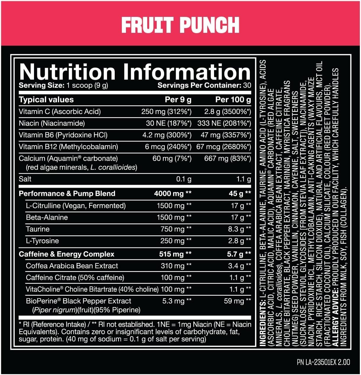 Madness Pre-Workout – Fruit Punch (30 Servings)