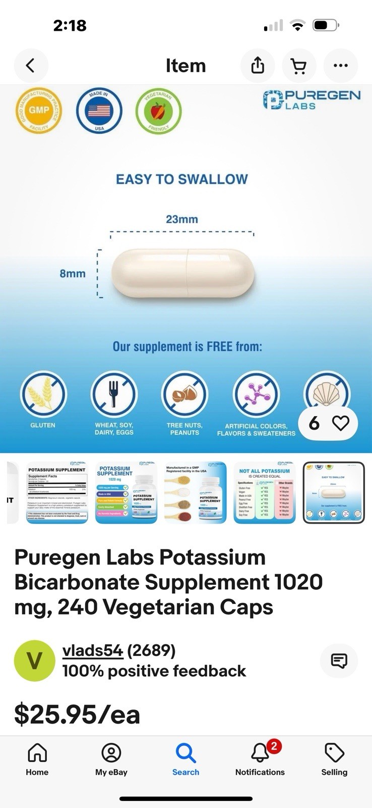 Puregen Labs Potassium Bicarbonate Supplement 1020 mg, 240 Vegetarian Caps