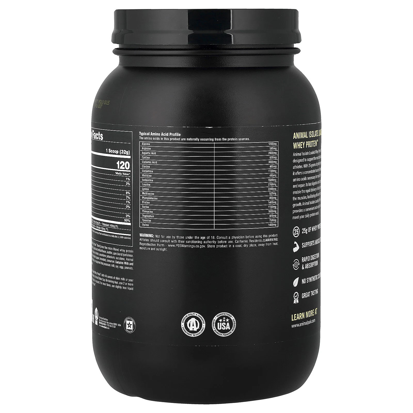 ANIMAL Isolate Loaded Whey Protein™ Powder, Frosted Cinnamon Bun, 2 lbs 03/27exp