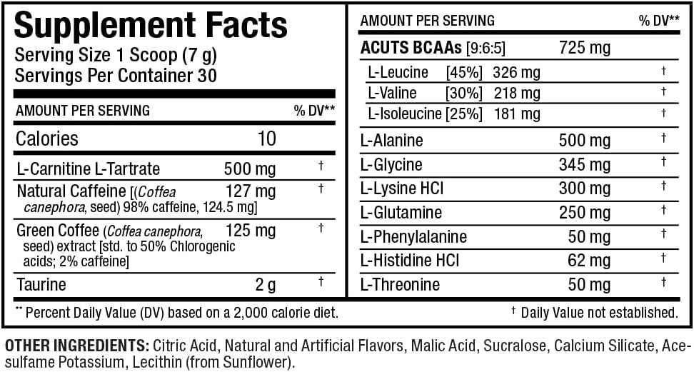 ALLMAX NUTRITION ACUTS Amino-Charged Energy Drink Fat-Burning 210g 30 Servings