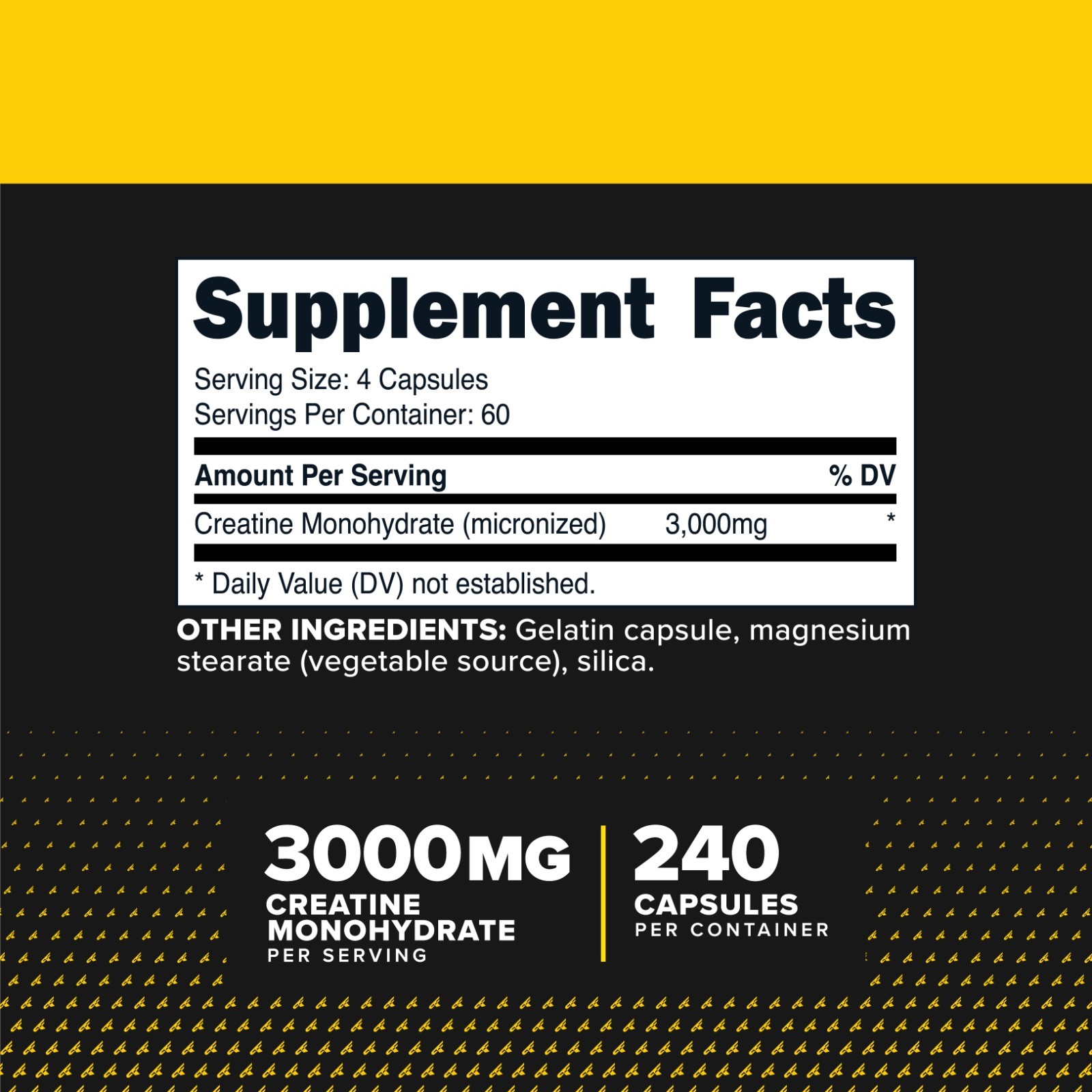 Primaforce Creatine Monohydrate Capsules – 240 Capsules, 3,000mg per Serving