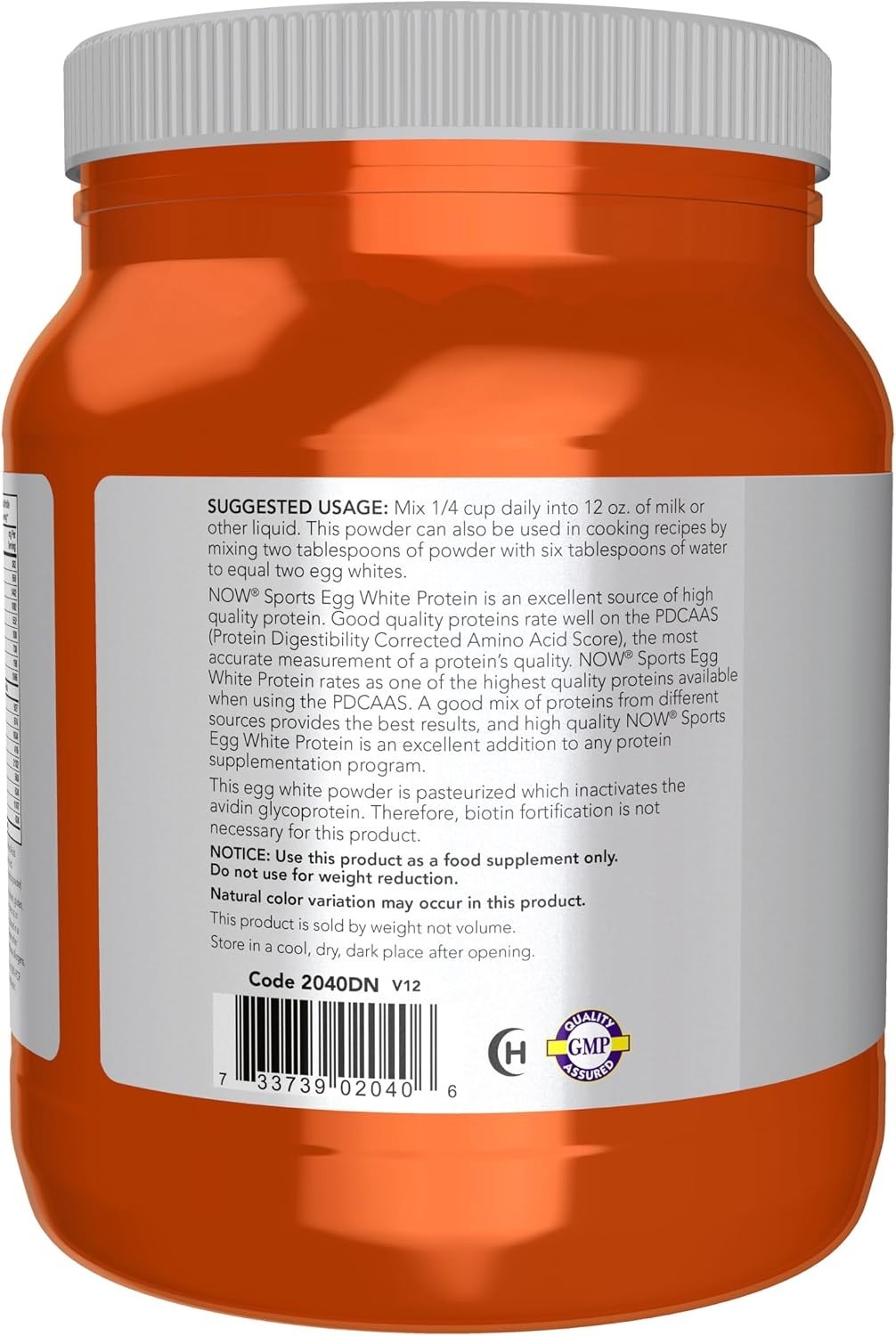 Egg White Protein Powder 1.2-Pound Unflavored 16g Protein BCAAs Sports Nutrition