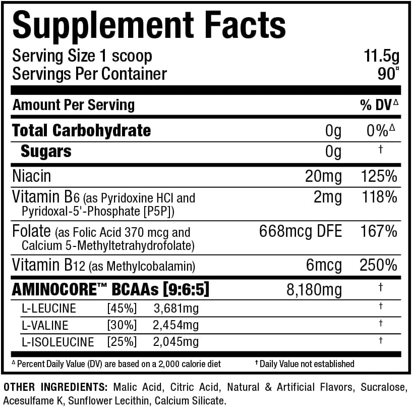 ALLMAX AMINOCORE BCAA Powder, White Grape, 90 Servings, 1035 g