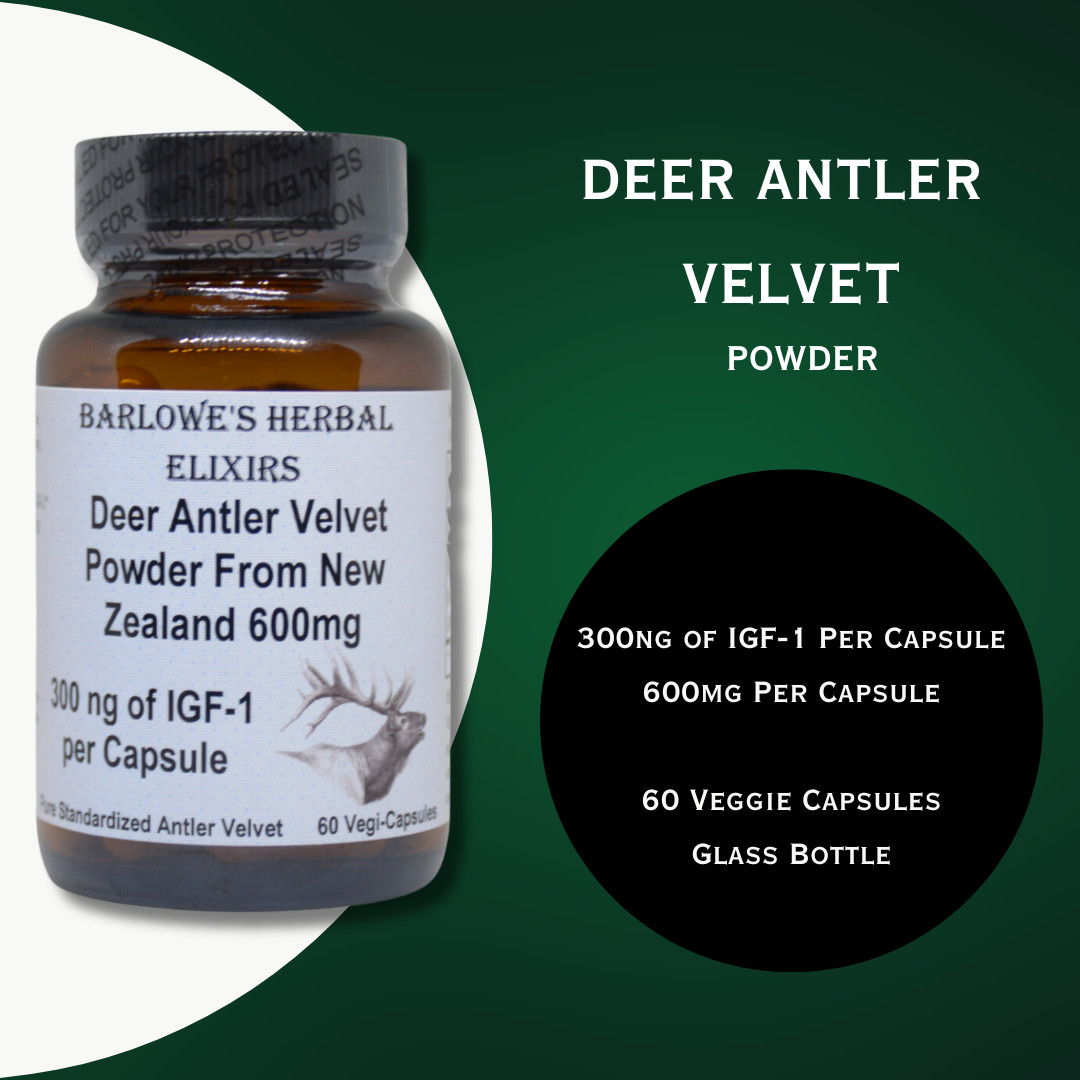 Deer Antler Velvet Powder Standardized from New Zealand – 300ng of IGF-1 per Cap
