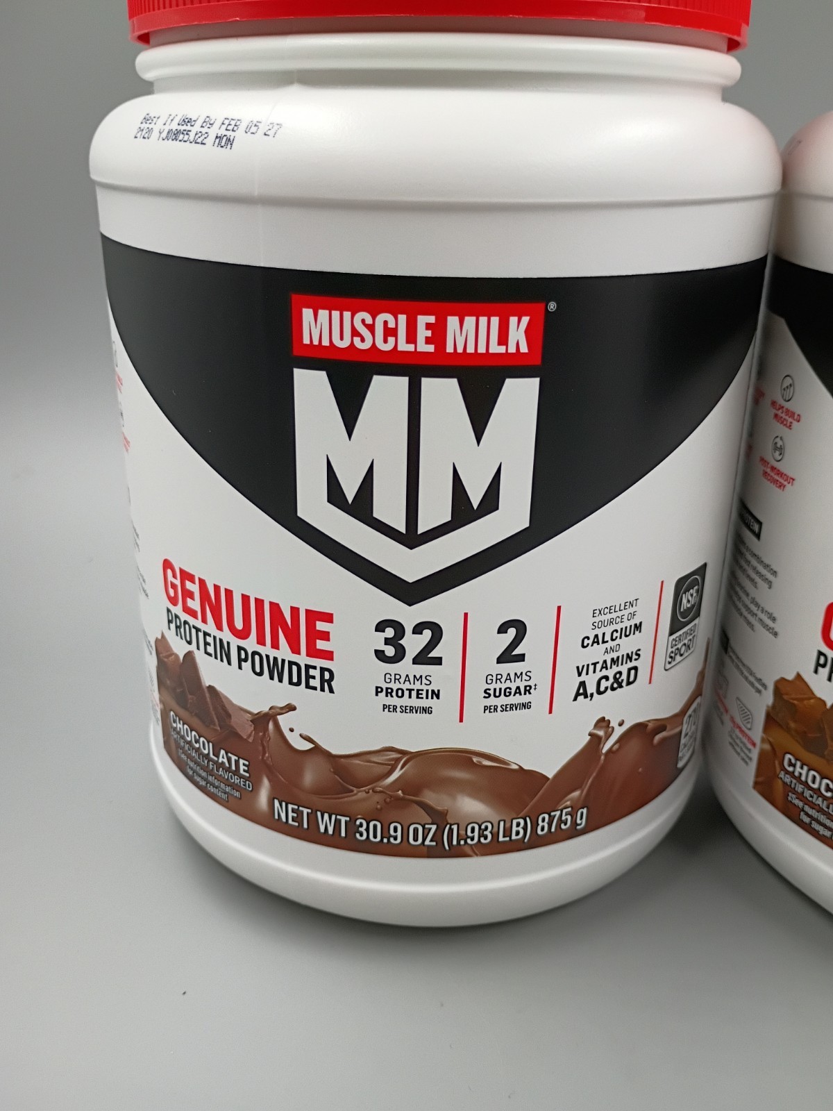Lot Of 2 Muscle Milk Genuine Protein Powder ~ 1.93lb ~ Chocolate ~ Exp. 02/2027