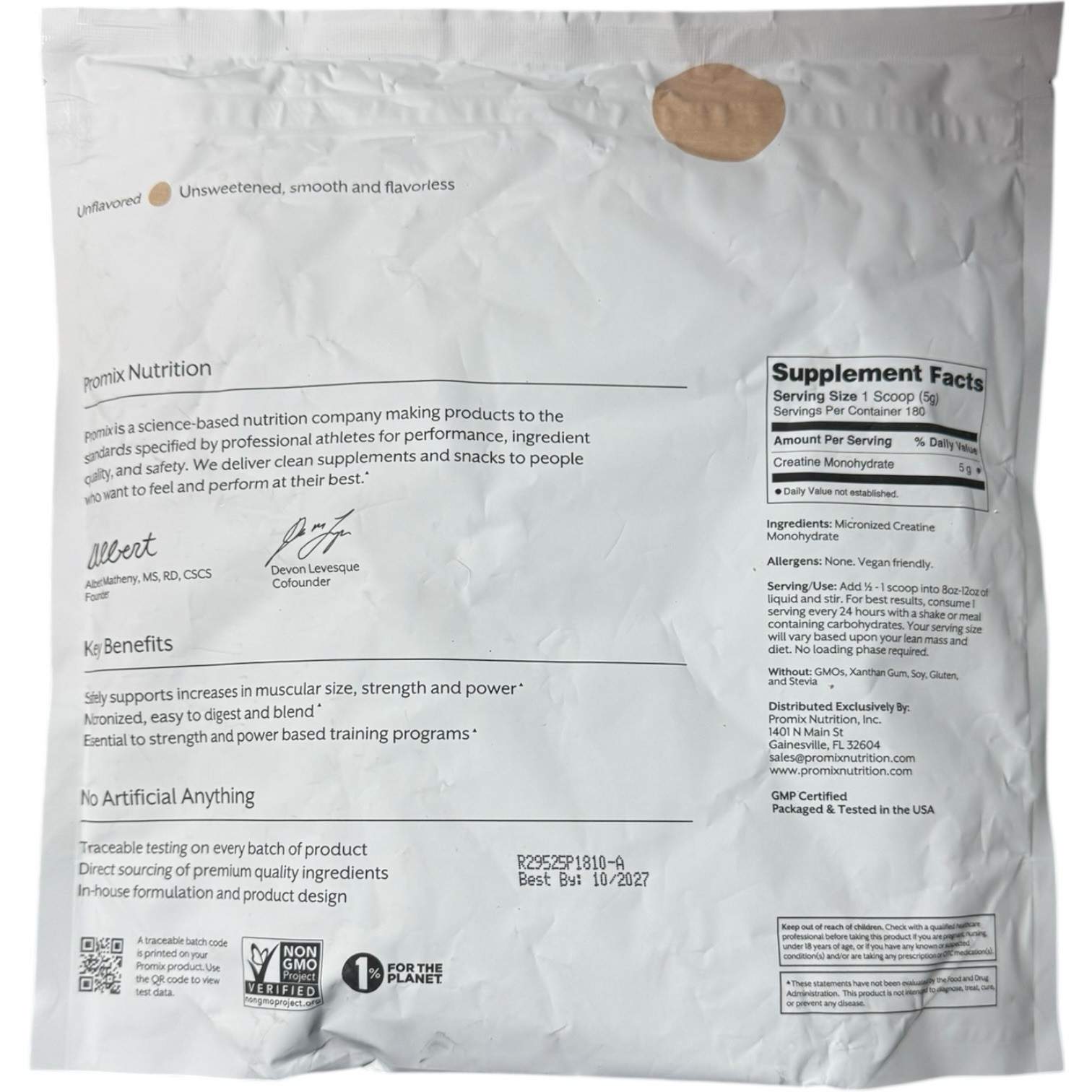 ProMix Nutrition Creatine Monohydrate Powder Unflavored – 5g of Micronized Cr…