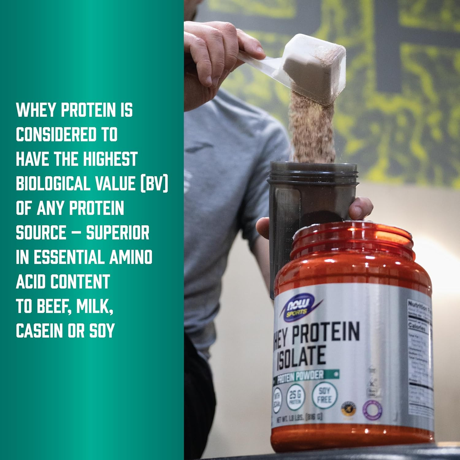 Sports Nutrition, Whey Protein Isolate, 25 G with Bcaas, Unflavored Powder, 1.2-