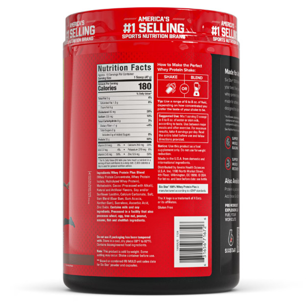 Six Star 100% Whey Protein Powder Plus Triple Chocolate 1.81lb 30g Pro