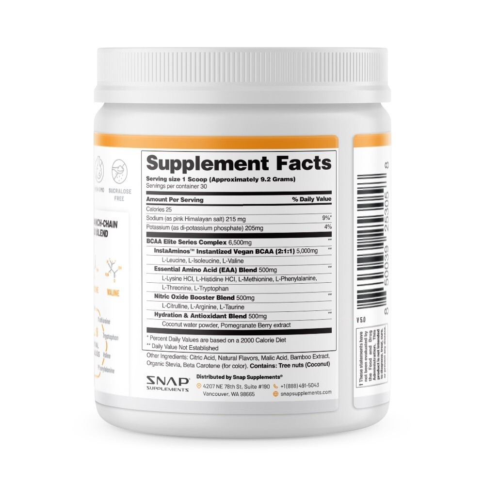 BCAA Powder Peach Mango Post Workout Muscle Strength & Recovery – 30 Servings