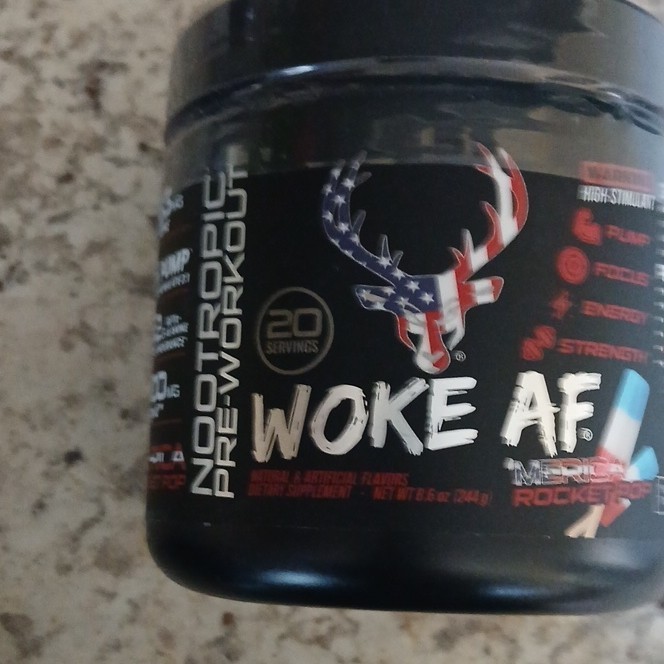 Bucked Up Woke AF Pre-Workout Powder Rocket Pop High Stimulant 20 Serv 8.6oz