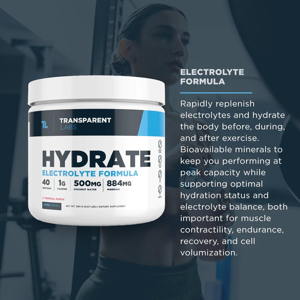 Transparent Labs Hydrate Peach Mango 40 Servings Electrolyte Supplement