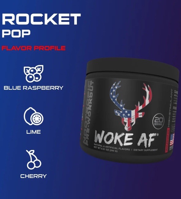 Bucked Up – Woke AF – “Merica Rocket Pop” Nootropic Preworkout – Exp 2027