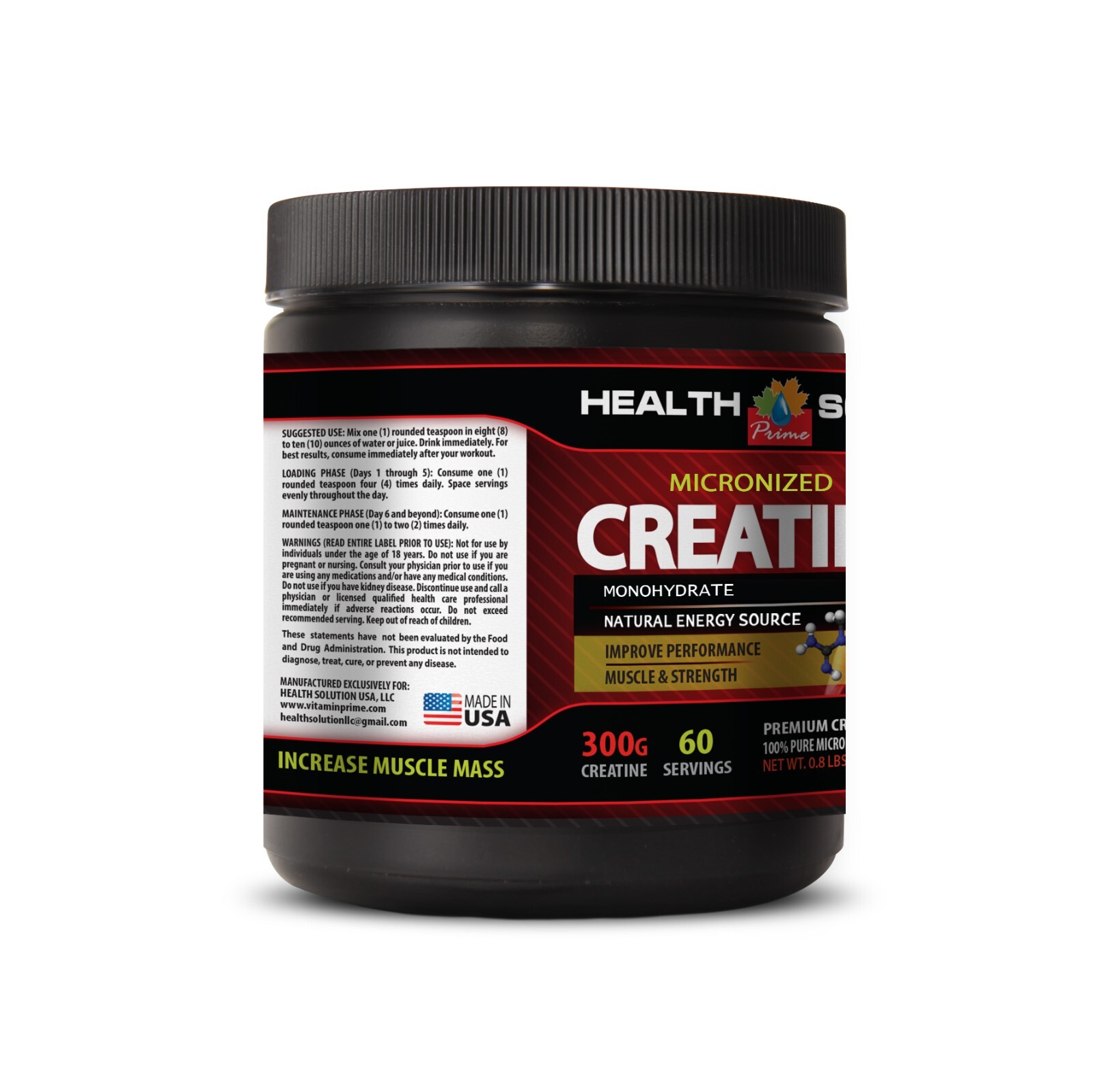Boost Recovery Time – GERMAN MICRONIZED CREATINE 3000mg – Creatine 1000 1 Bottle