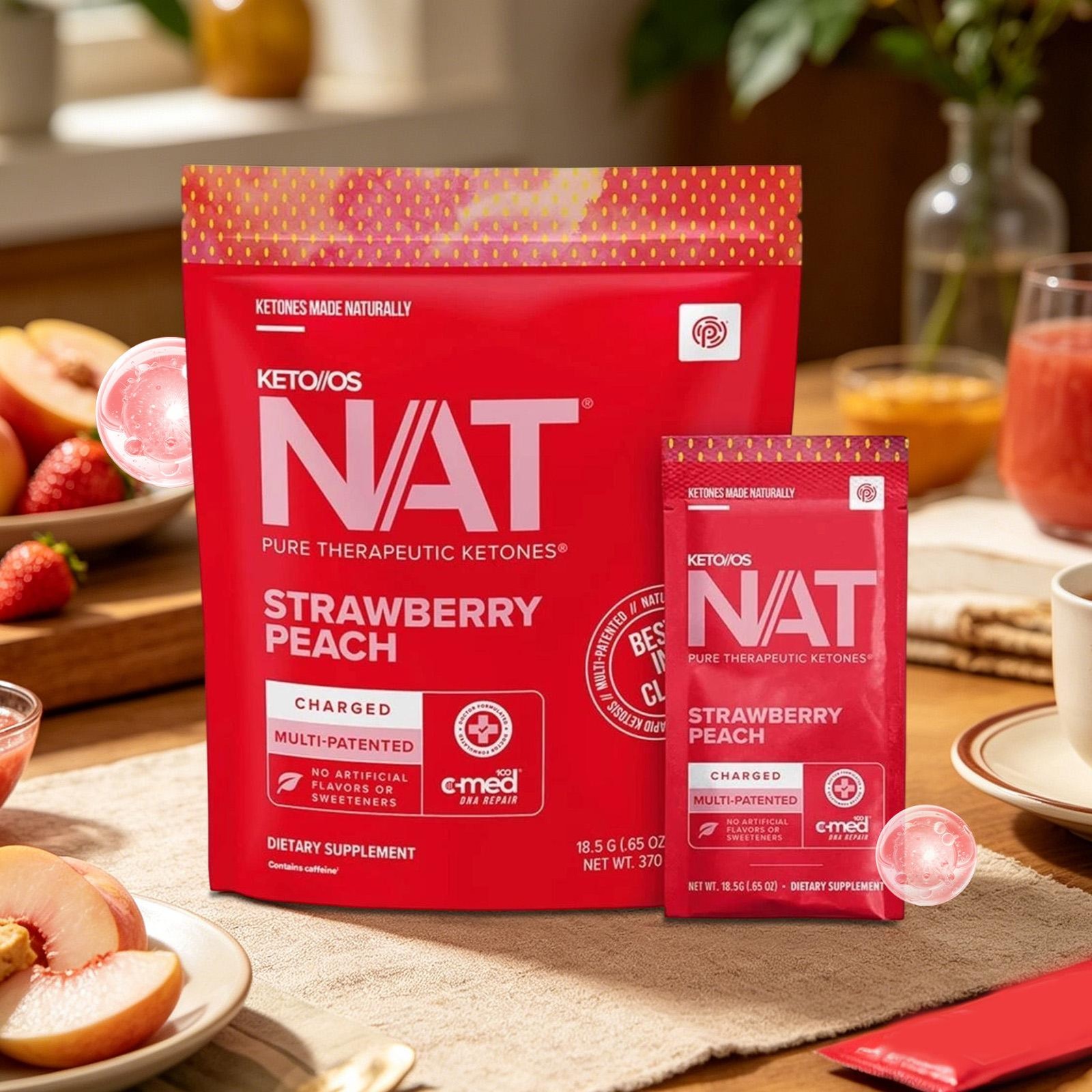 Pruvit Keto OS NAT Strawberry Peach Charged Ketones 20 Packs