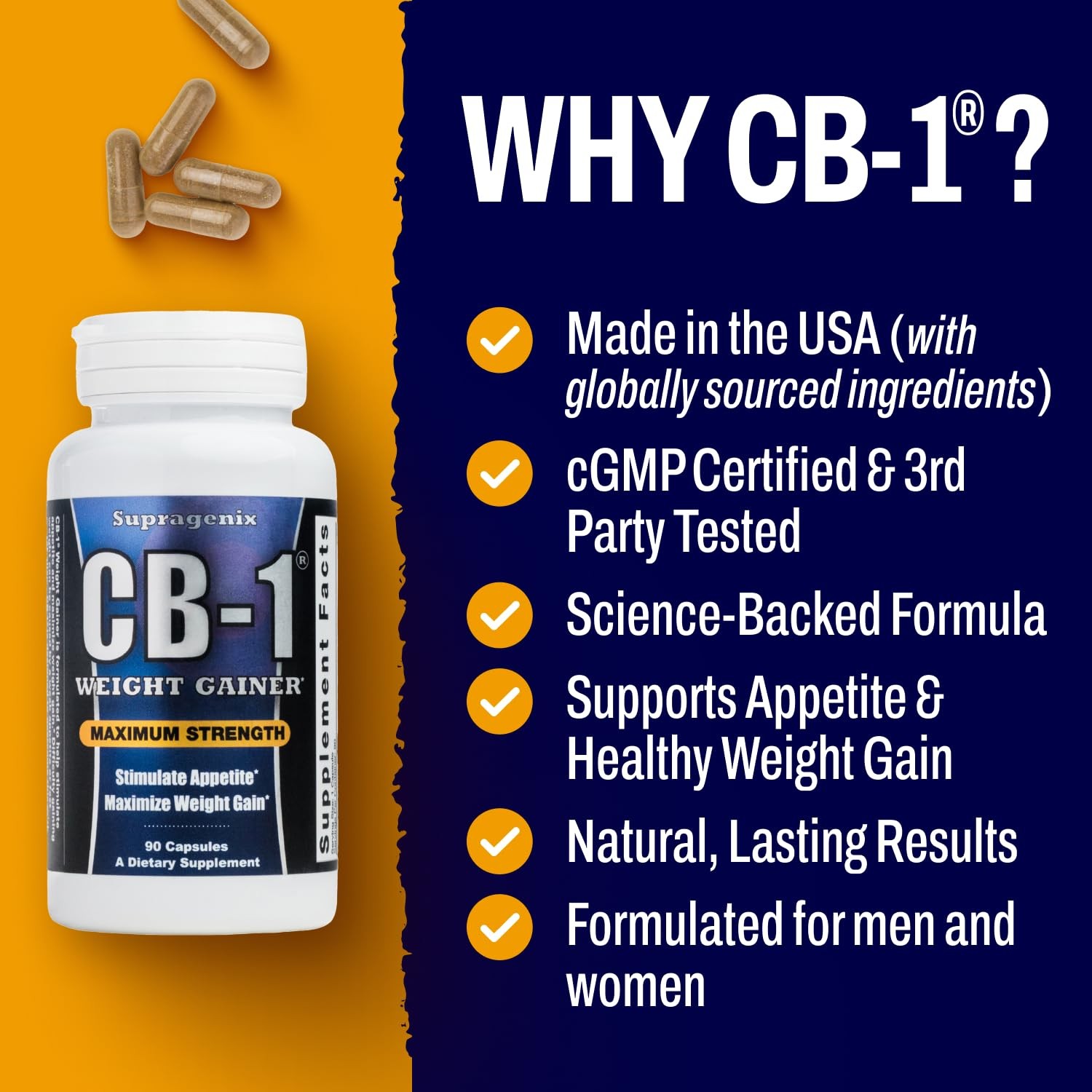 Weight Gainer Pills 90 Count | Appetite Booster for Men & Women | Mass Gain
