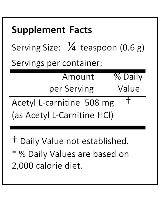 NuSci Acetyl L-Carnitine Pure Powder ALC 100g (3.52 oz) cognition