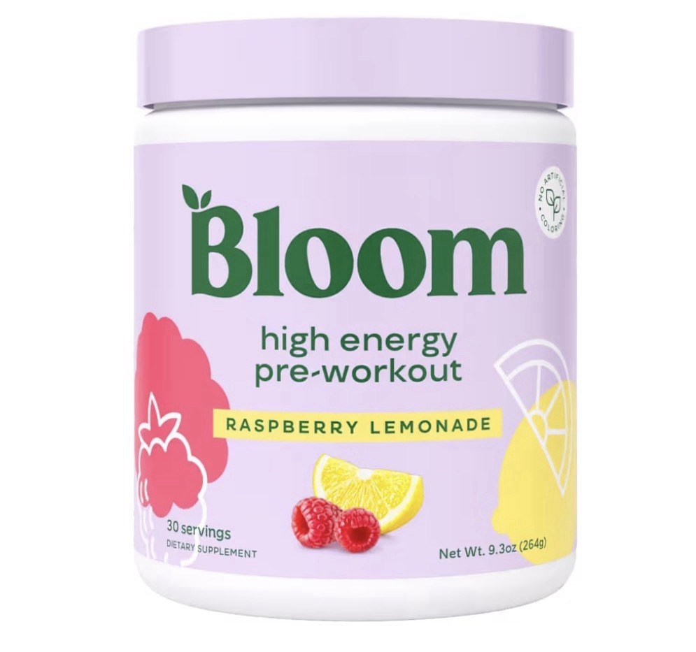 Bloom Nutrition High Energy Pre Workout Raspberry Lemonade 30 Serv Exp 07/27 NEW