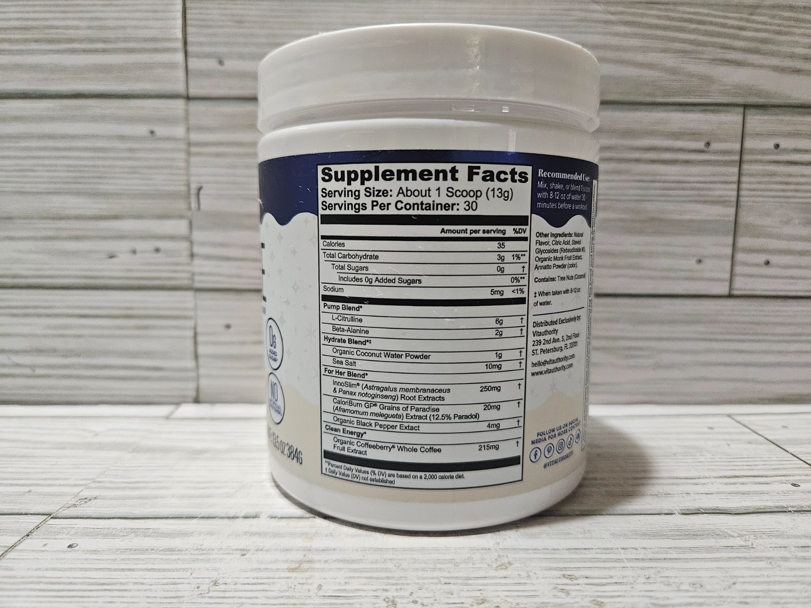 Vitauthority Vita Pre Pre-Workout Hydration Powder Paradise Punch 13.5oz 12/2026