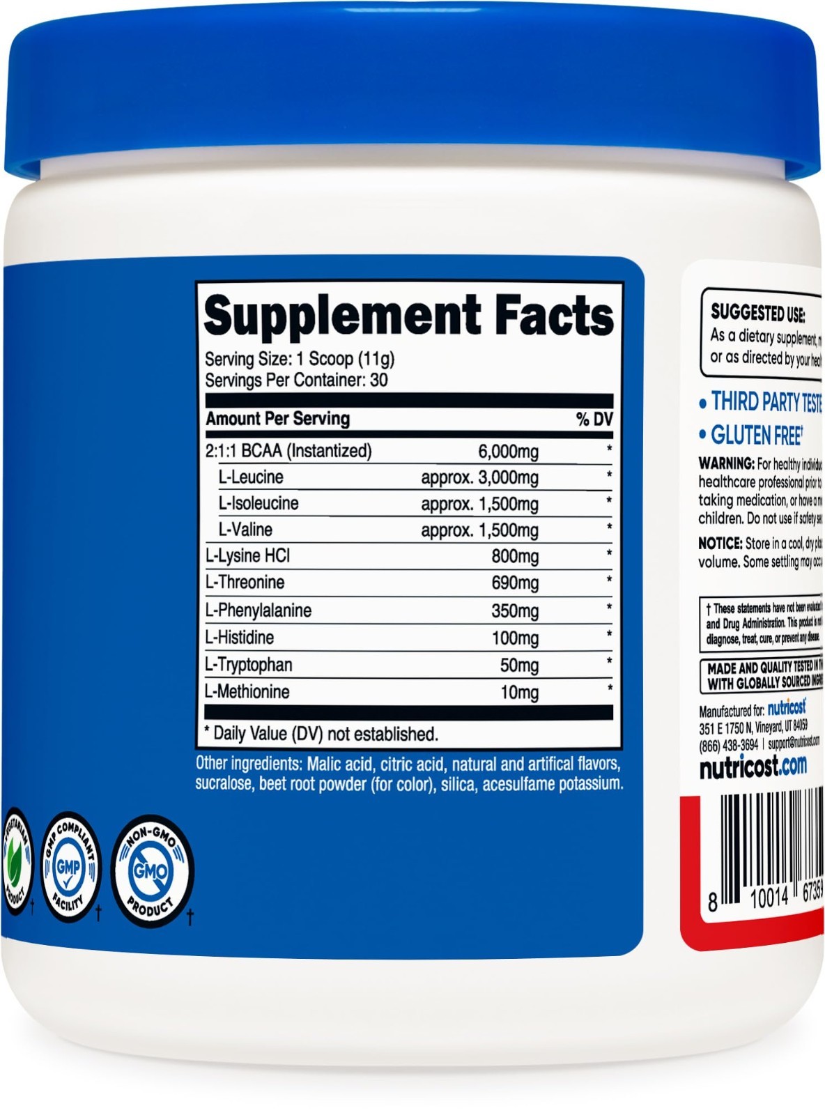 Essential Amino Acids EAA Powder – 30 Servings Fruit Punch, Non-GMO, Gluten Free