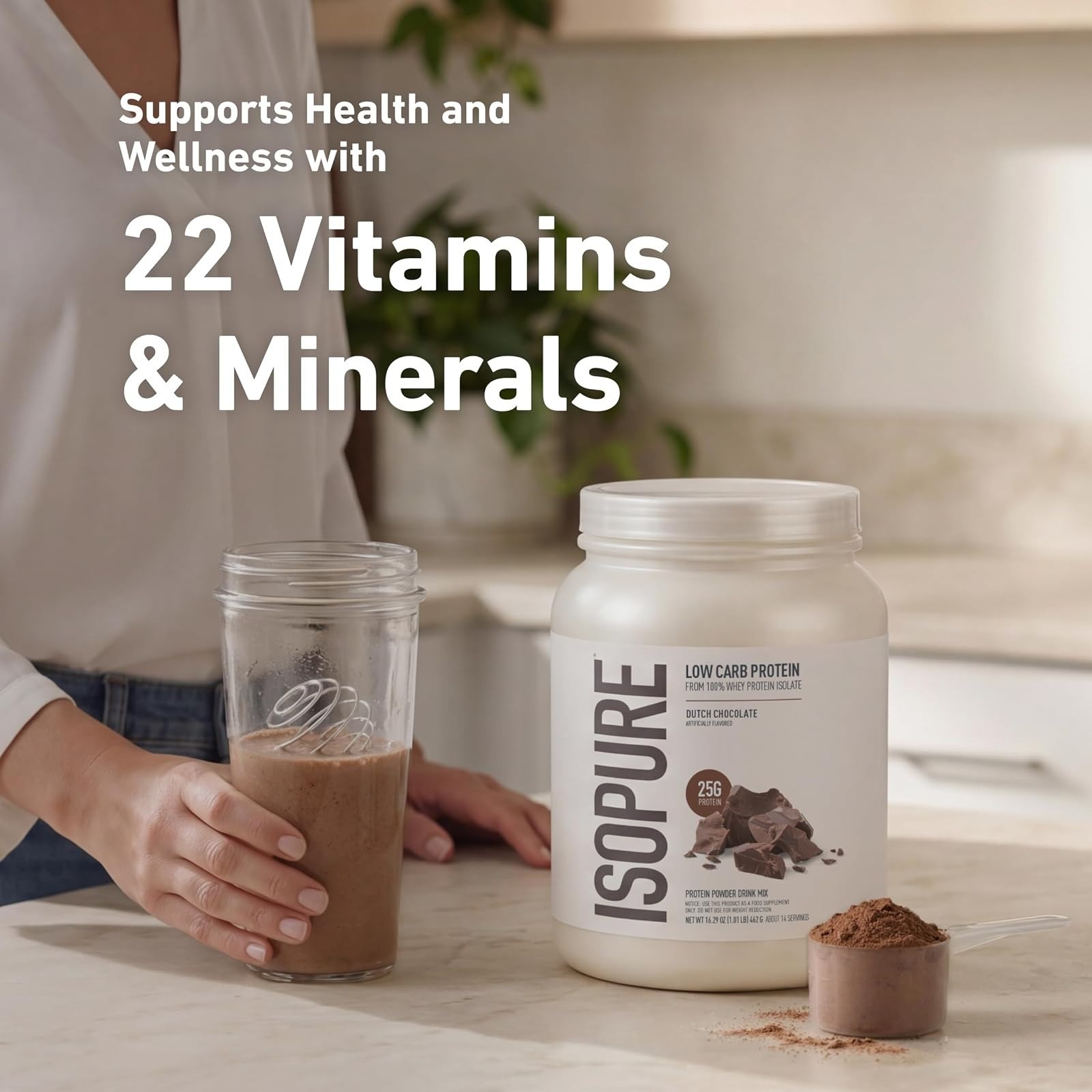 Isopure Low Carb Whey Isolate Protein Powder Dutch Chocolate 1 lb