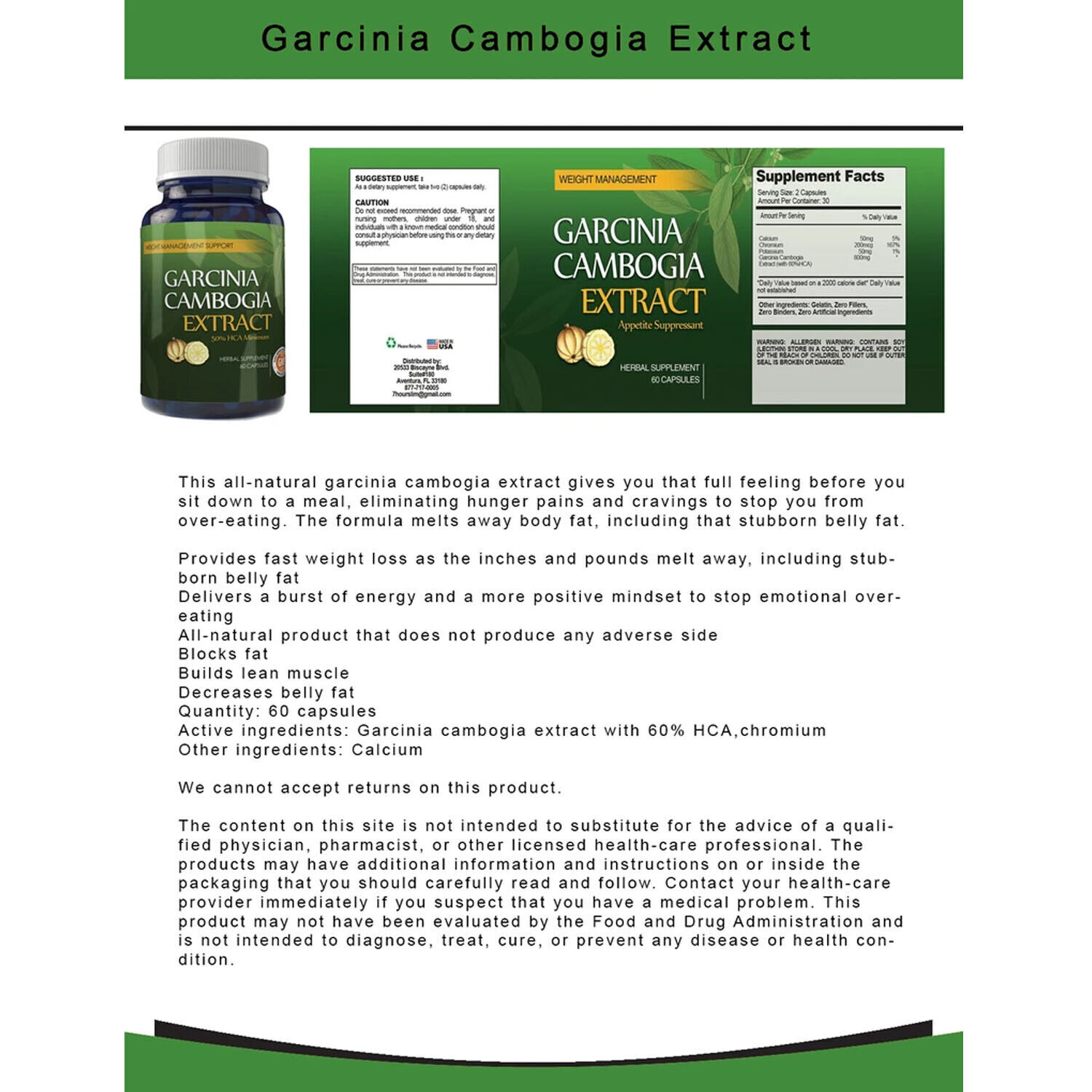 Amino Acids BCAA Muscle Support Supplement Garcinia Cambogia Weight Management