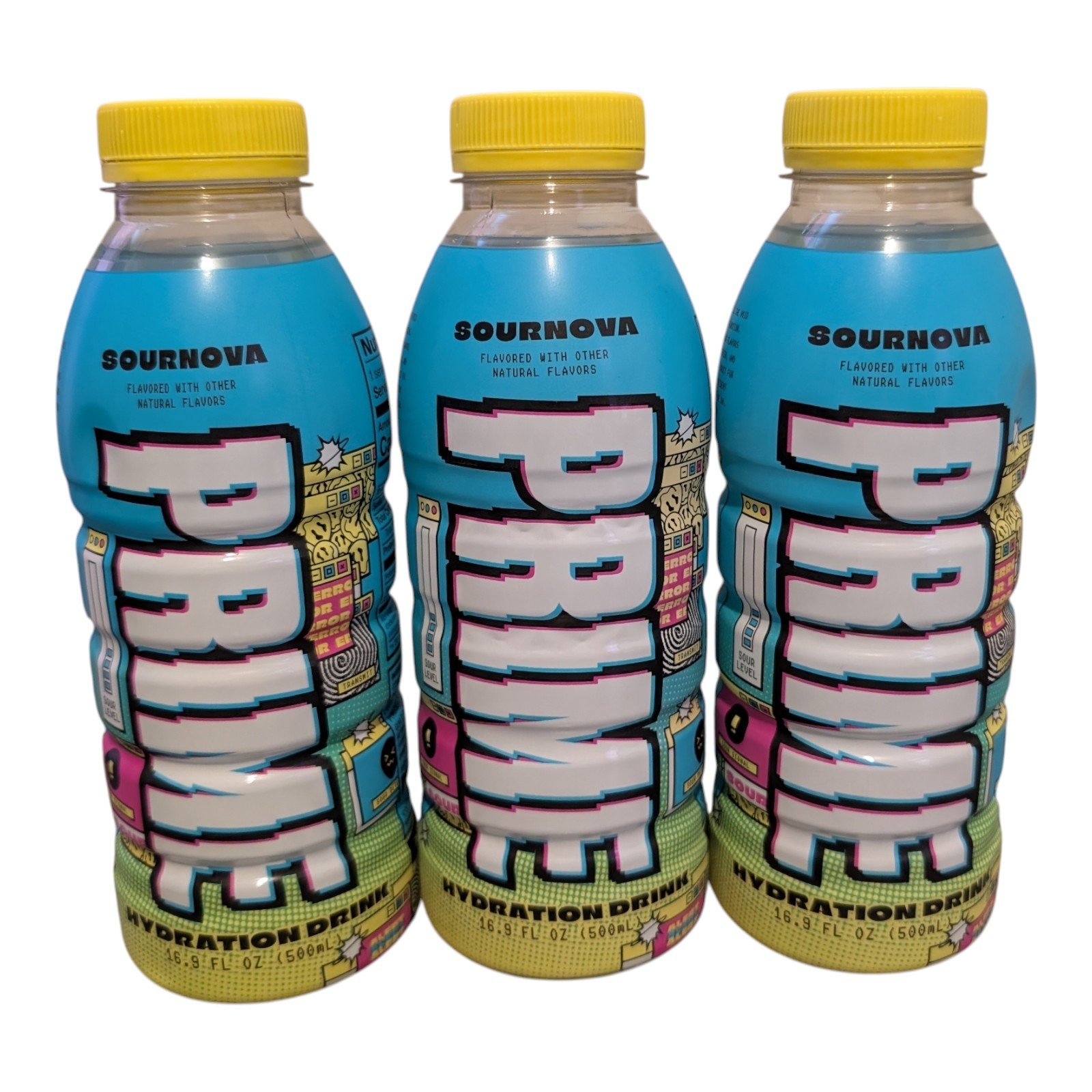 ​3 Pack PRIME Hydration Drink SOURNOVA Limited Edition 16.9 oz Bottles