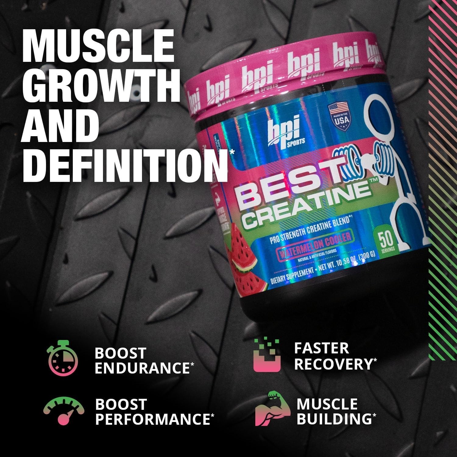 BPI Sports Best Creatine For Muscle Growth Watermelon 50 Servings – ***CLUMPY***