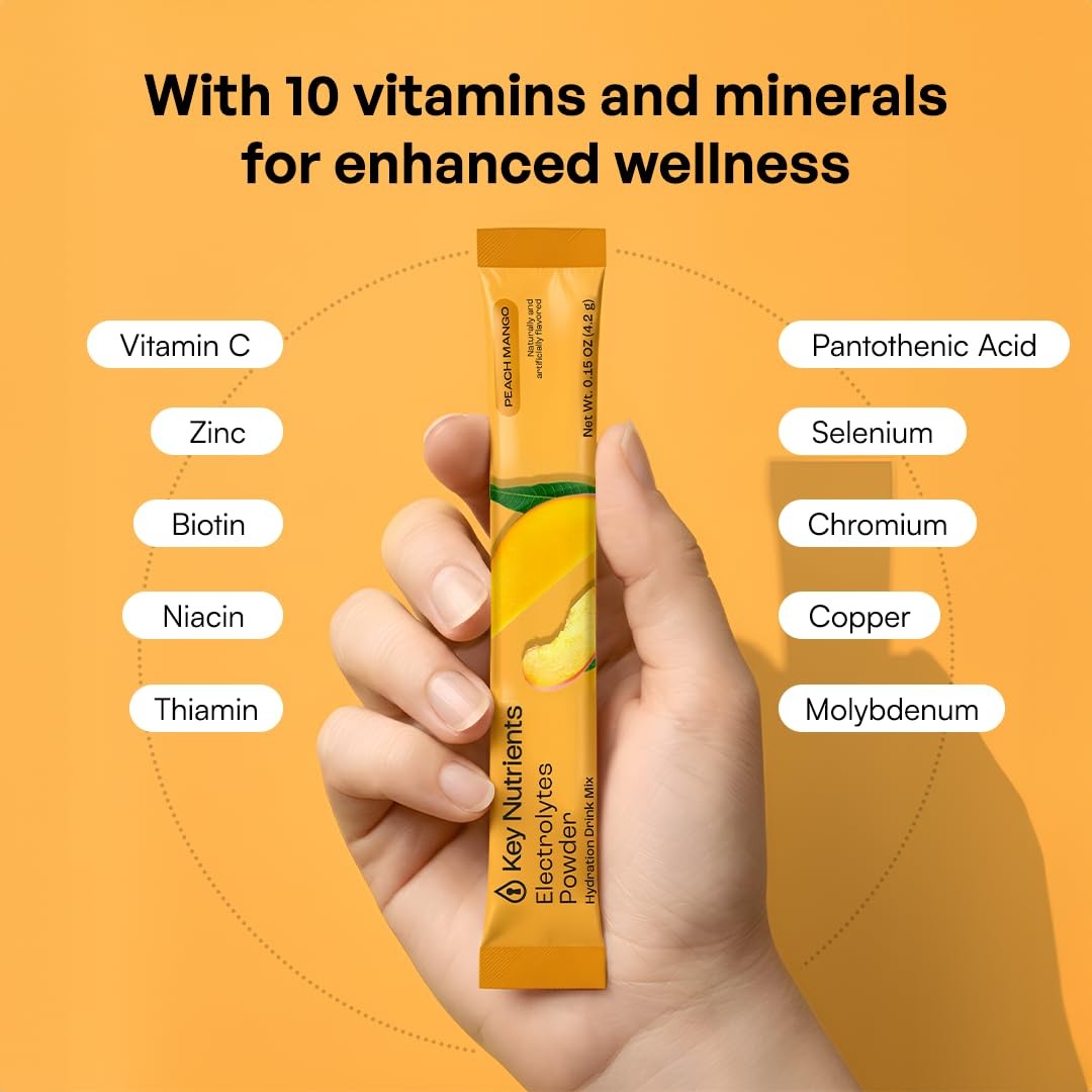 KEY NUTRIENTS Selenium Electrolytes Powder Packets – Multivitamin Peach Mango…