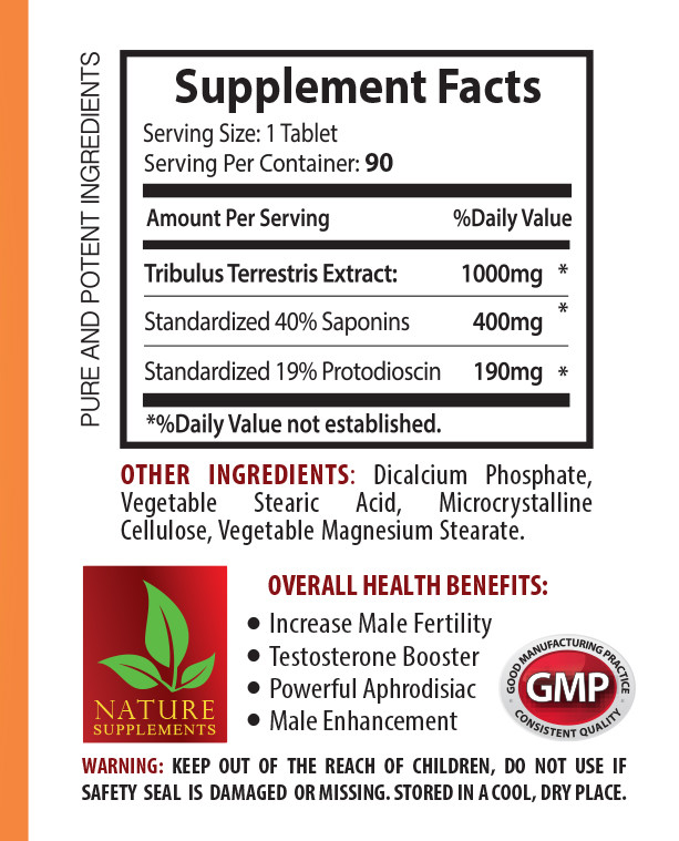 Tribulus Terrestris Extract 1000 – Testosterone Booster – Muscle Mass – 180 tabs