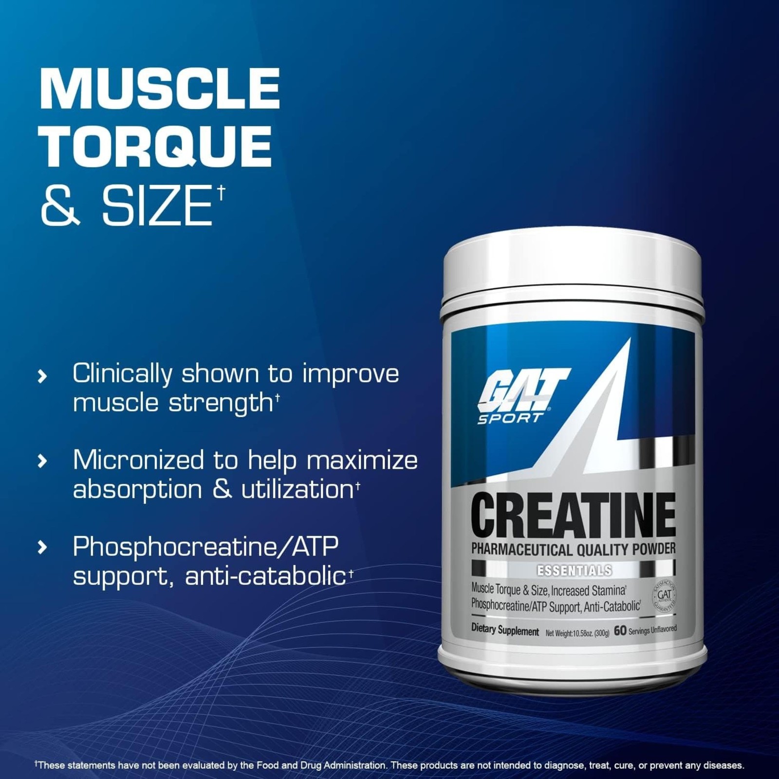 GAT SPORT Creatine Monohydrate Powder, Strength, 10.58 Ounce (Pack of 1)