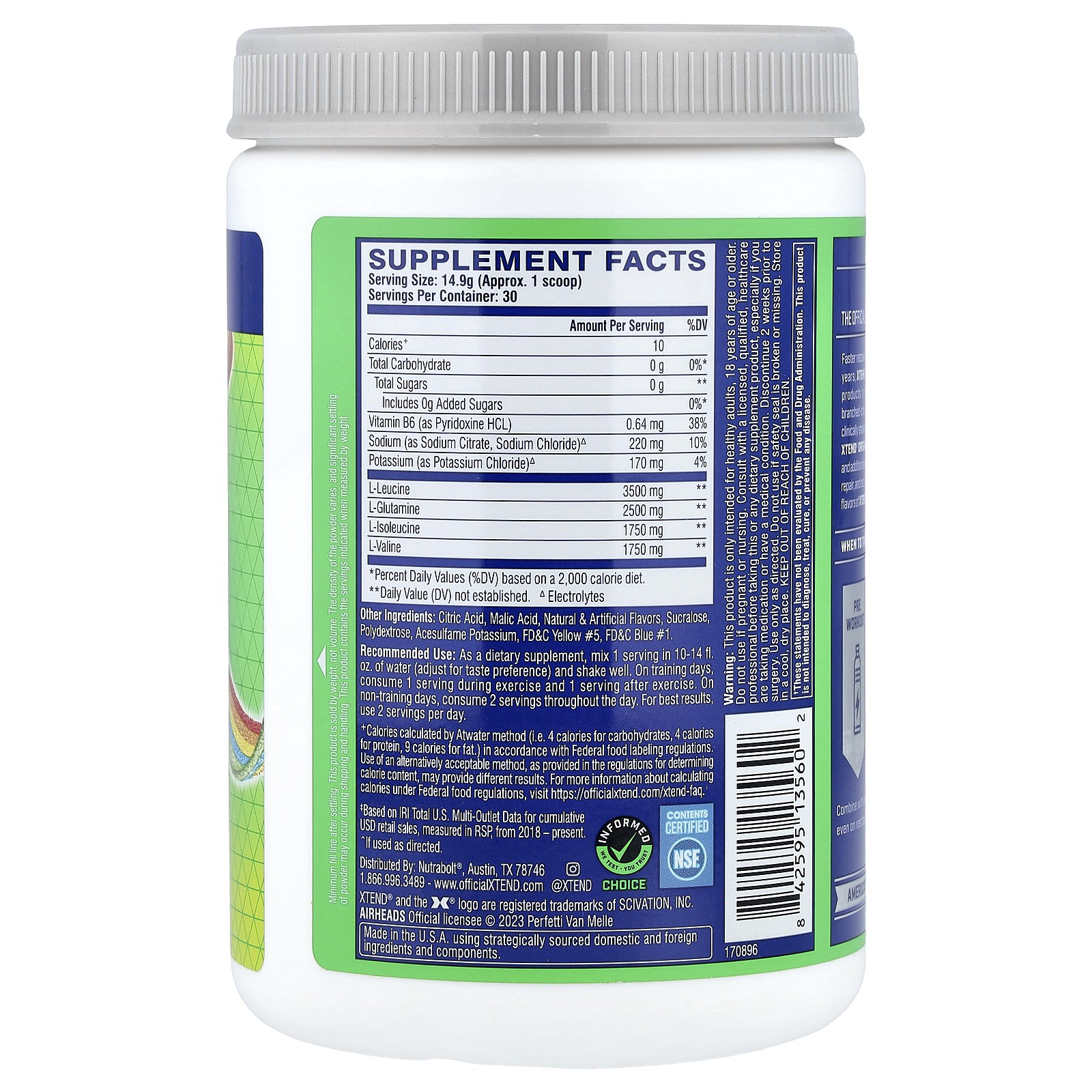 The Original 7 G BCAA, Air Heads Extreme Candy® Rainbow Berry, 16 oz (447 g)