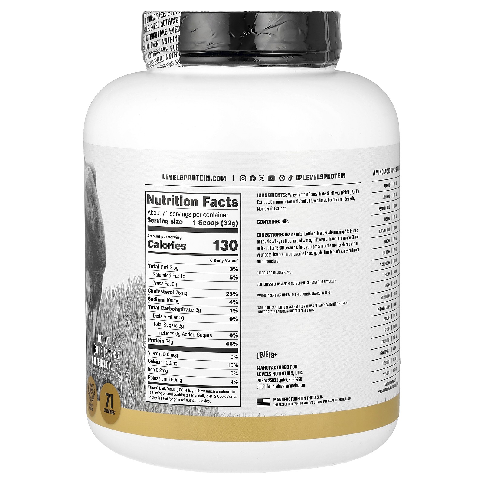 Grass Fed Whey Protein Powder, Vanilla Cinnamon, 5 lb (2.27 kg)