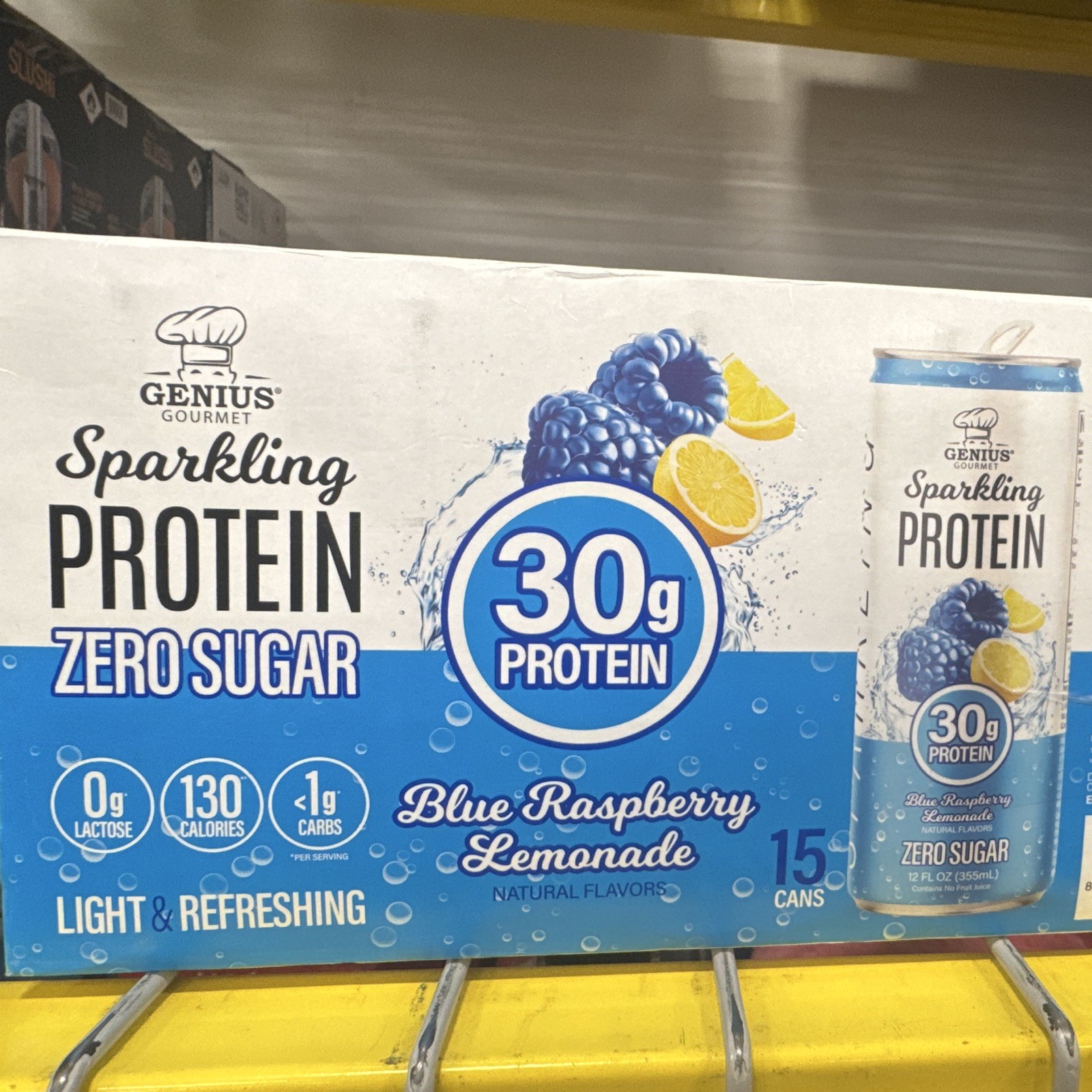 Genius Gourmet Sparkling Protein Zero Sugar Blue Raspberry Lemonade 15x12oz