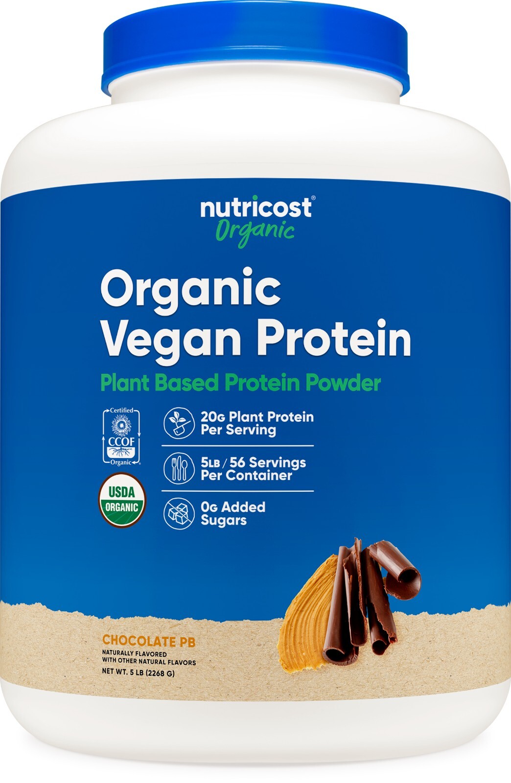 Nutricost Organic Vegan Protein Peanut Butter Chocolate (5 LB)