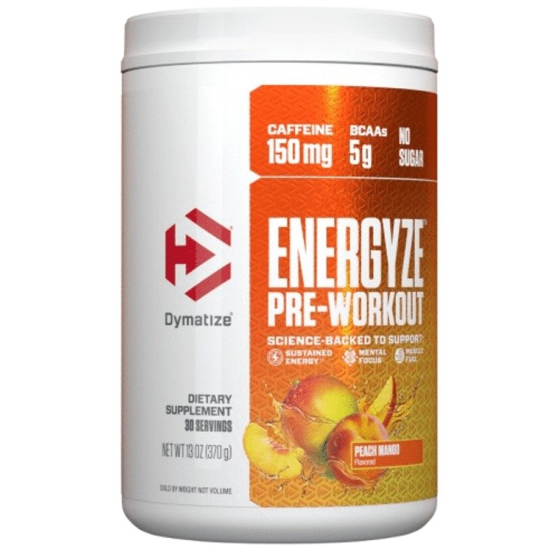 Energyze Preworkout Peach Mango 30 Servings Caffeine BCAAs Muscle Fuel Focus New
