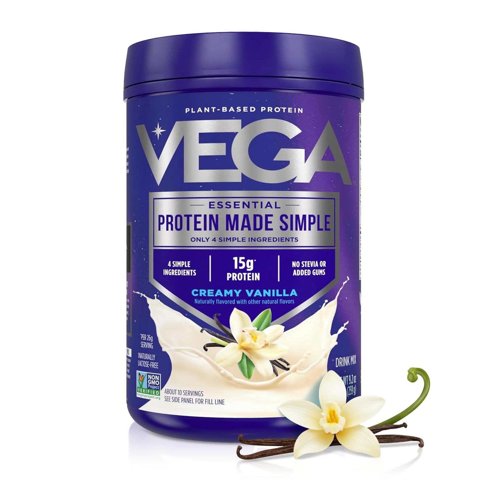 Vega Protein Made Simple Plant-Based Vanilla 9.2 Ounce (Pack of 1),