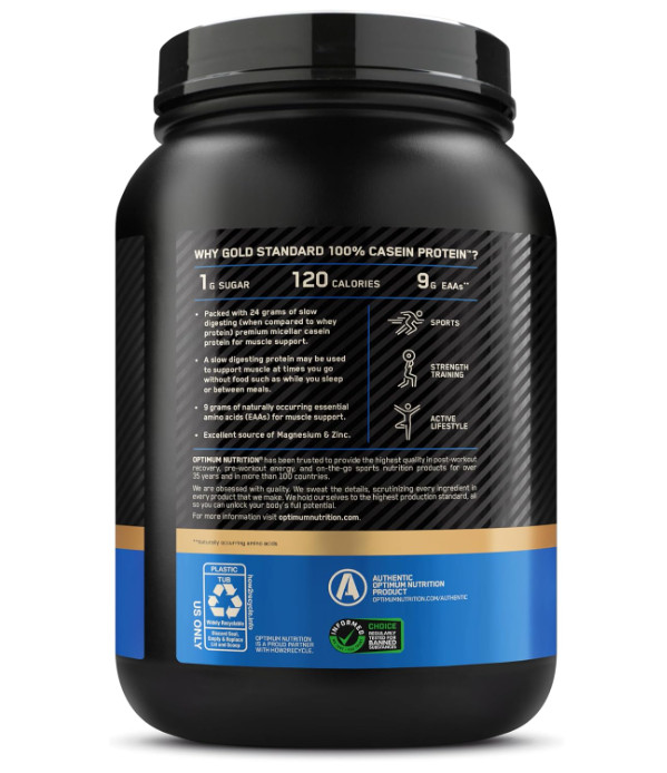 Optimum Nutrition Gold Standard Micellar Casein Protein Powder, Chocolate, 2 lb