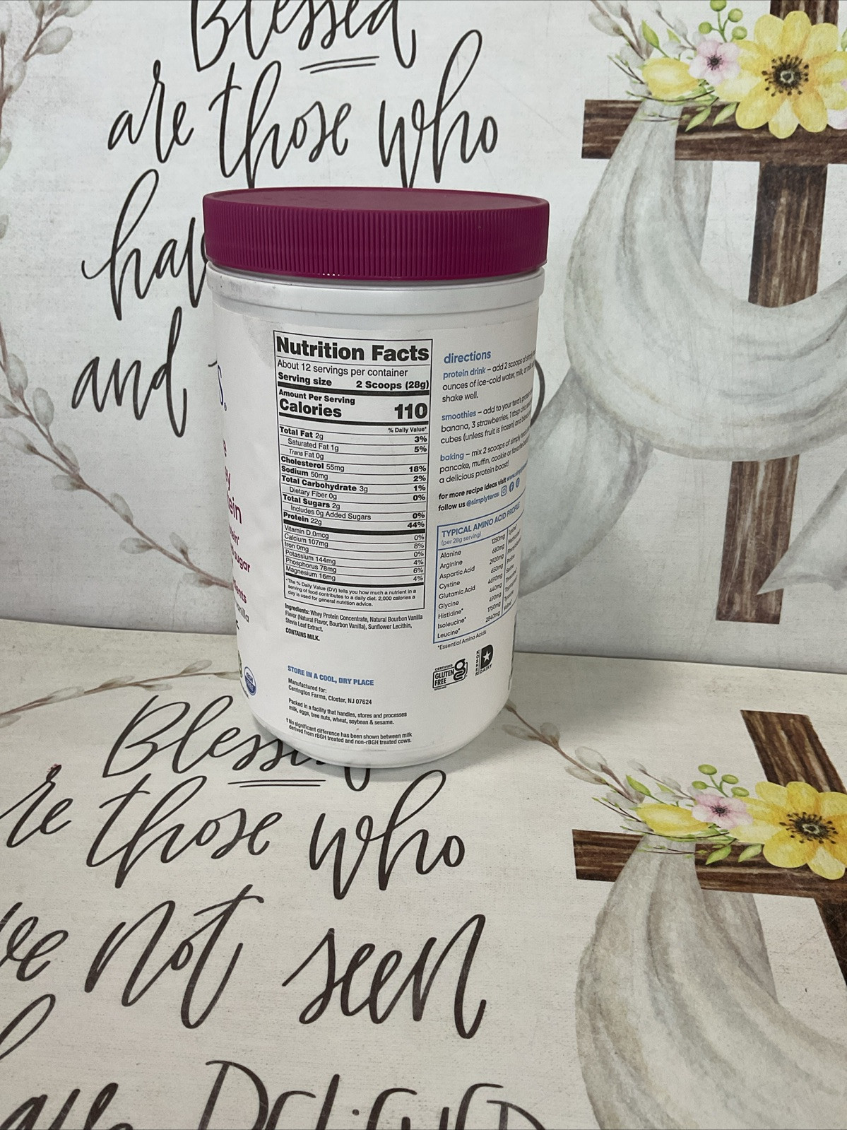 Simply Tera’s Pure Whey Protein Bourbon Vanilla 09/11/26 Net Wt 12 Oz