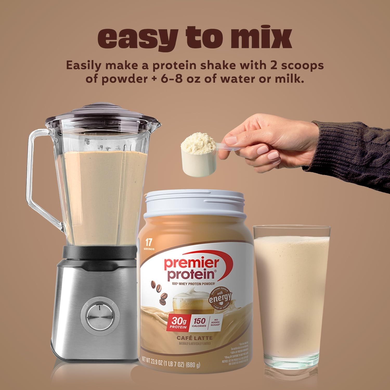 Premier Protein Powder Café Latte, 30g Protein 23.9 oz (17 Servings) Free SHIP.