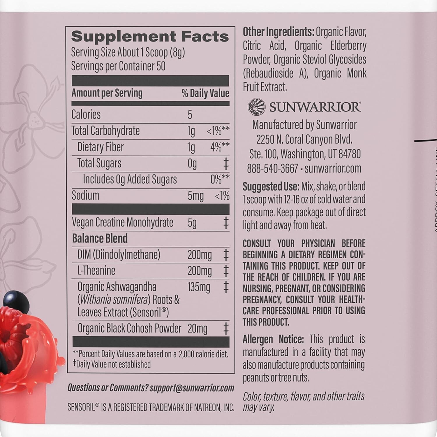 Sunwarrior Creatine for Women Monohydrate Powder Micronized PreWorkout 14.1 oz